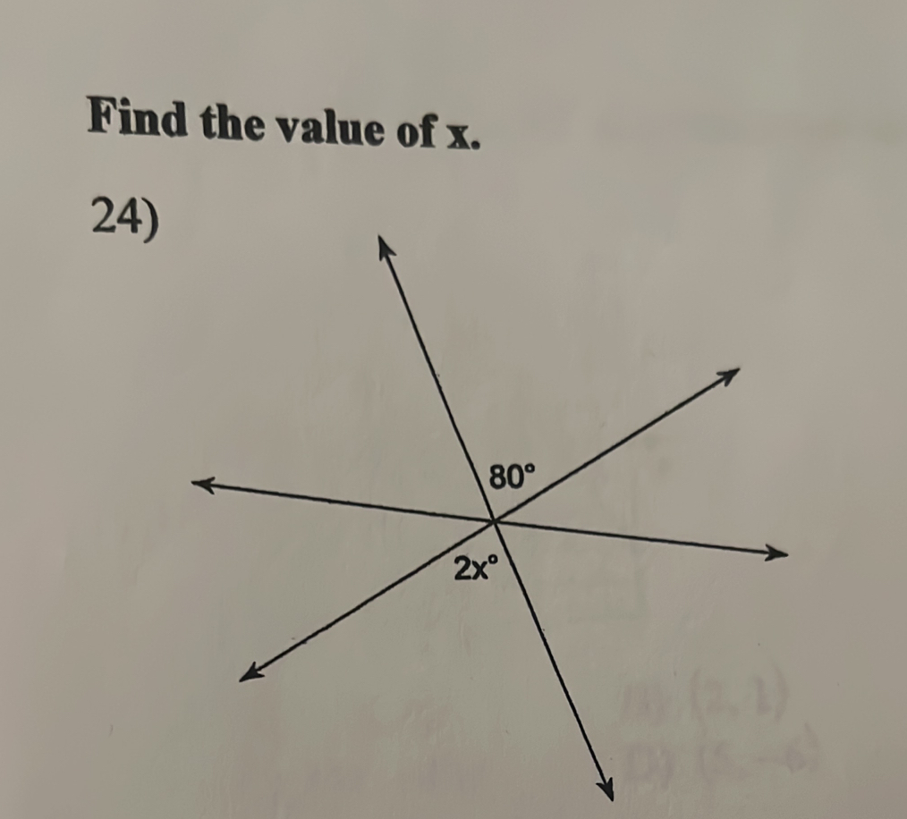 Find the value of x.
24