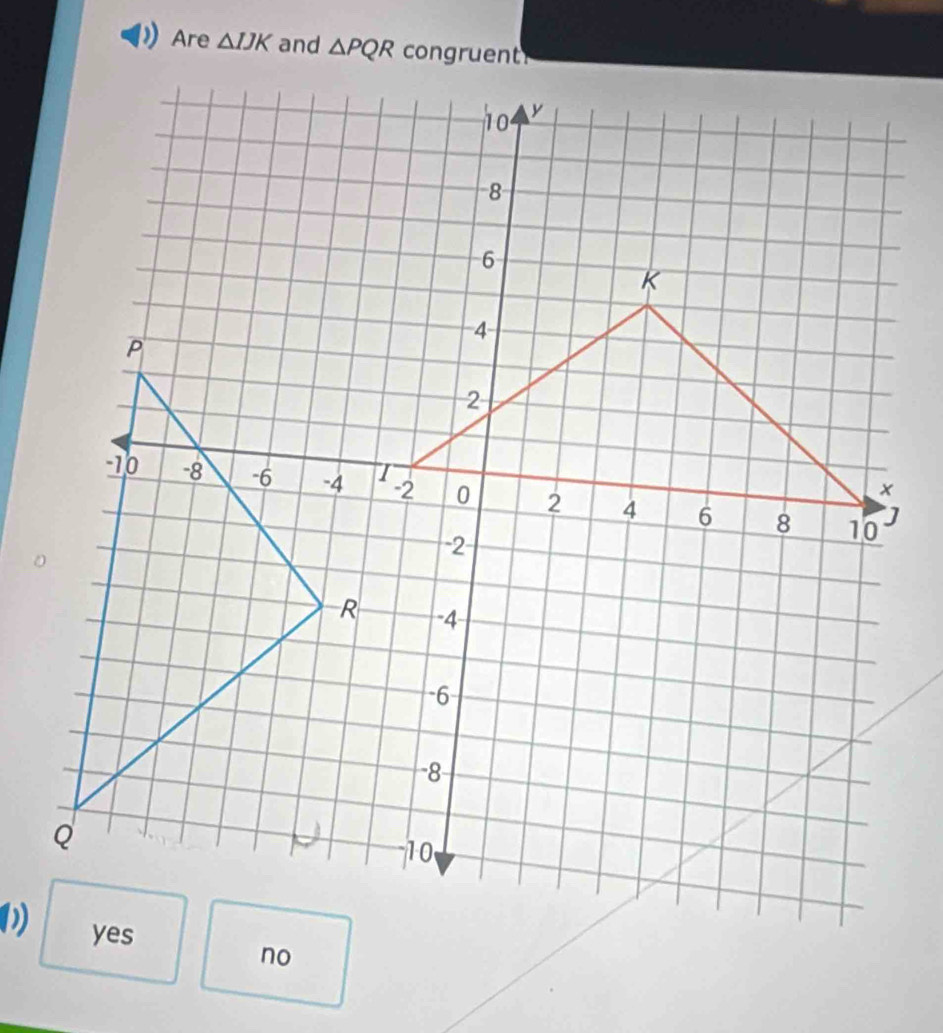 Are △ IJK and △ PQR
no