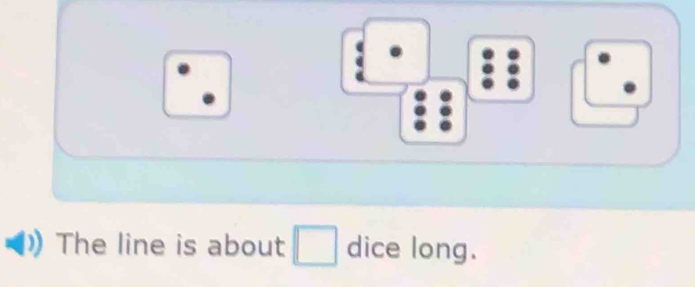 The line is about □ dice long.