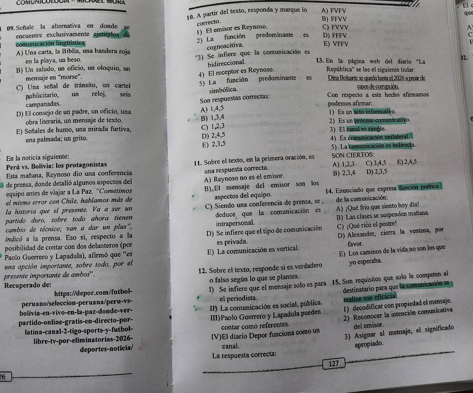 Resuelto:COMUNICOLOGA E MCNALE MRA I El c 10. A partir del texto ...
