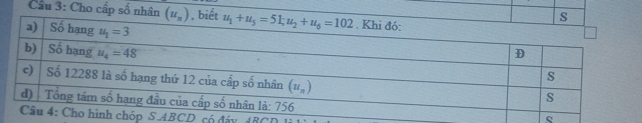 Cho cấp số nhân 
D có đáy 48