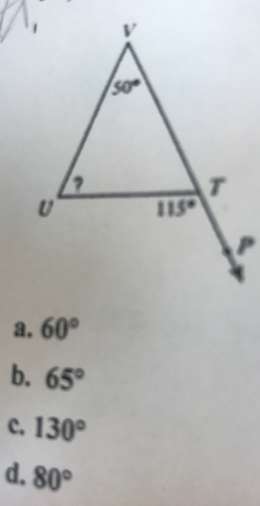 a. 60°
b. 65°
c. 130°
d. 80°