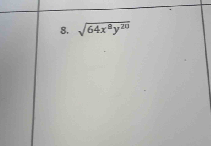 sqrt(64x^8y^(20))