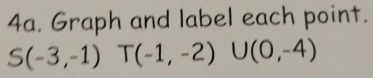 Graph and label each point.
S(-3,-1) T(-1,-2)∪ (0,-4)