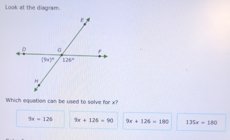 Solved: Look at the diagram. Which equation can be used to solve for x ...