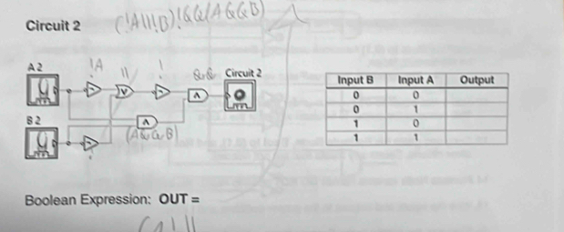 Circuit 2 
A 2 Circuit 2 
^ a 
B 2 ^ 
Boolean Expression: OUT=