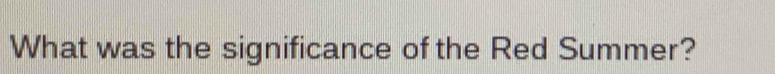 What was the significance of the Red Summer?