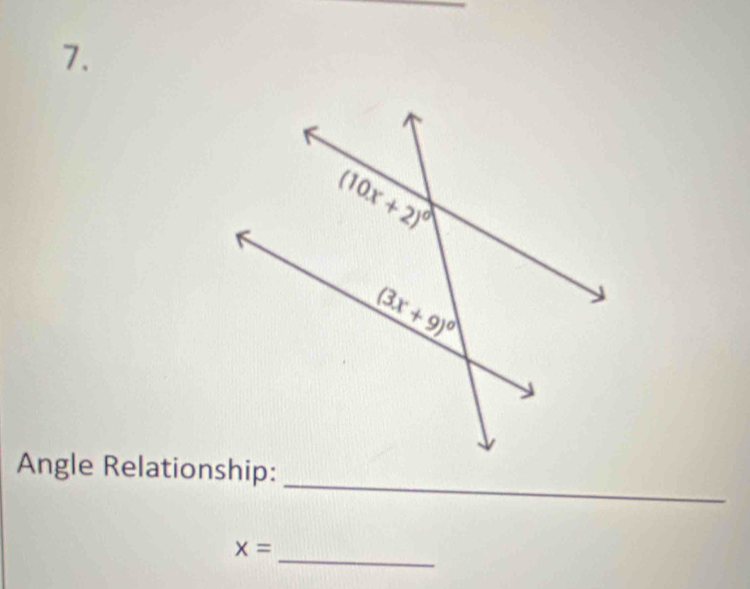 Angle Relationship:
_
x=