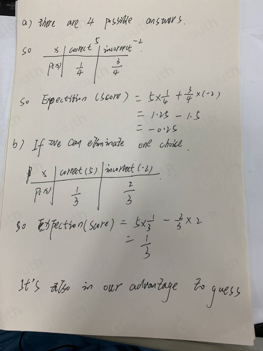 Solved: A multiple-choice exam has four possible answers for each ...