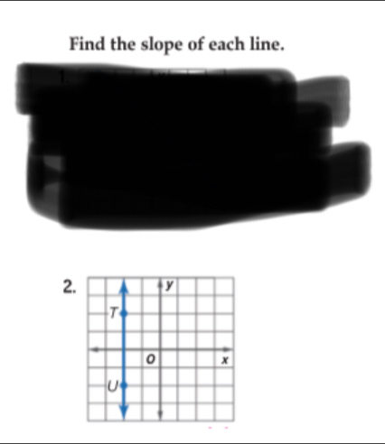 Find the slope of each line. 
2.
T
0 x
U