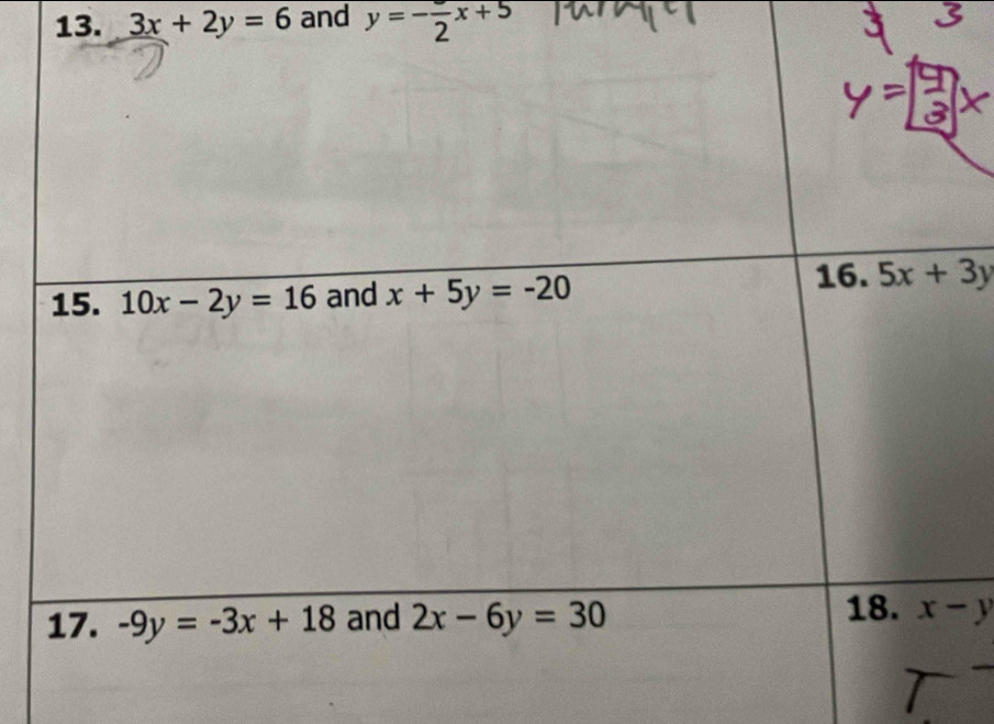 3x+2y=6 and y=-frac 2x+5