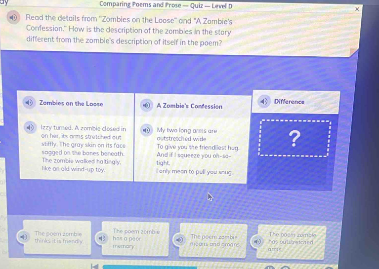 Solved: ay Comparing Poems and Prose — Quiz — Level D Read the details ...