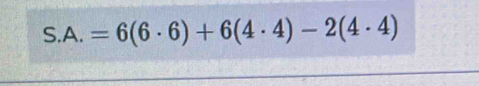 S.A.=6(6· 6)+6(4· 4)-2(4· 4)