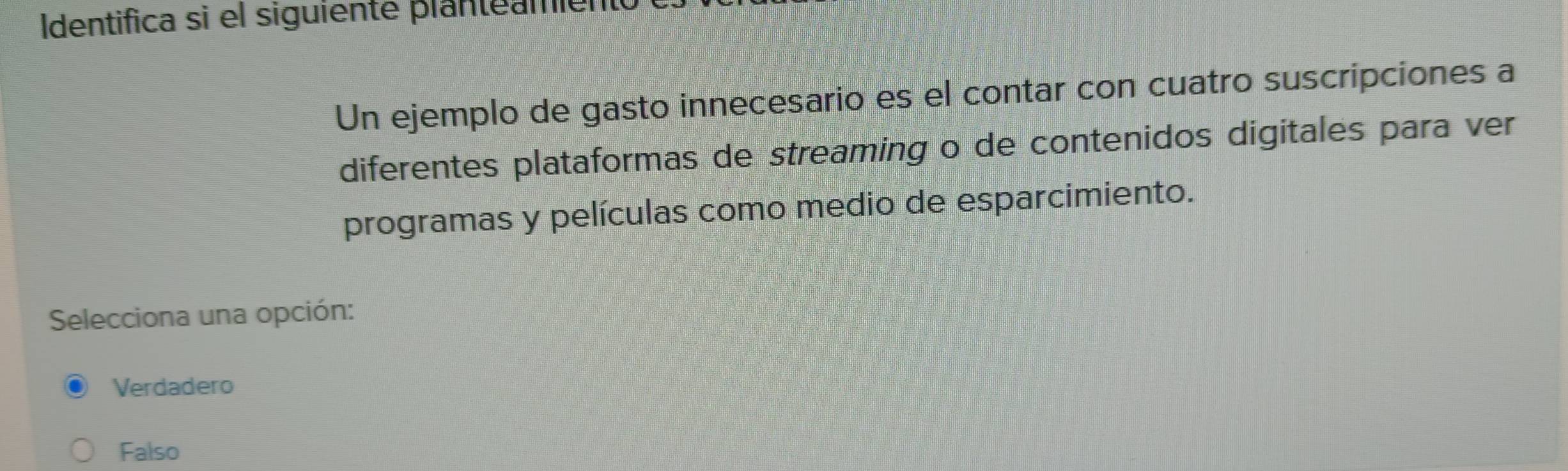 Resuelto:Identifica si el siguiente planteame Un ejemplo de gasto ...