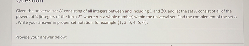 Solved: Question Given the universal set V consisting of all integers ...