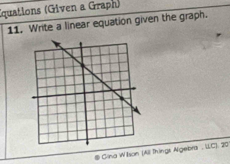 (quations (Given a Graph) 
11. Write a linear equation given the graph. 
Gina Willson (All Things Algebra , LLC), 20