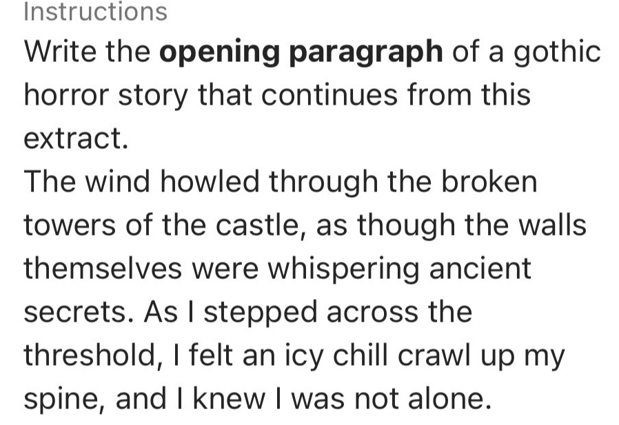 Solved: Instructions Write the opening paragraph of a gothic horror ...