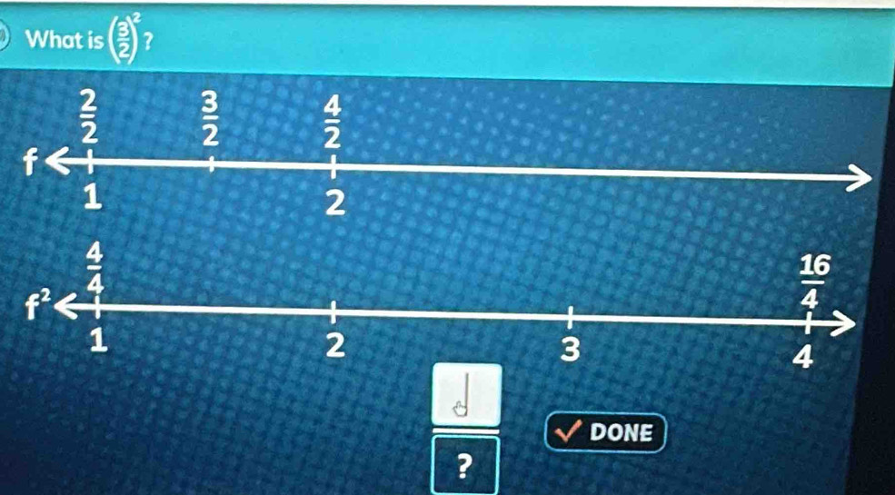 What is ( 3/2 )^2
DONE
?