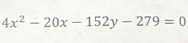 4x^2-20x-152y-279=0