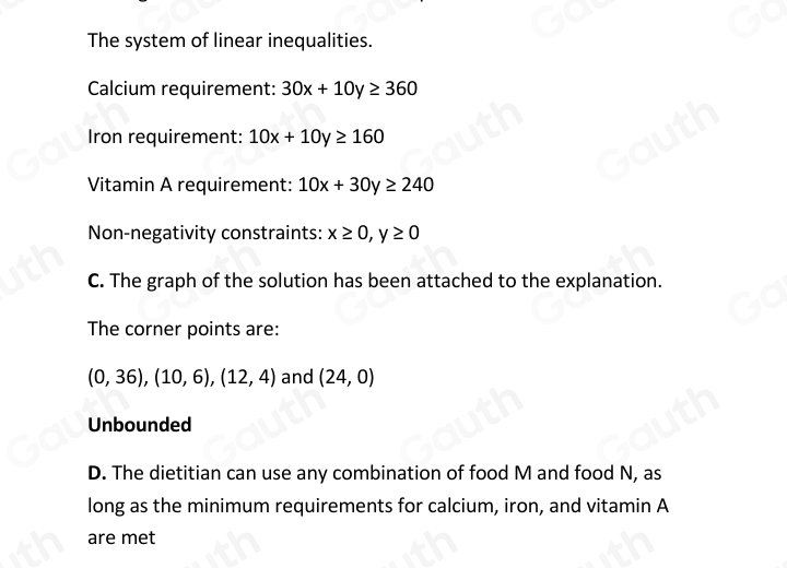 Solved: A dietitian in a hospital is to arrange a special diet using ...
