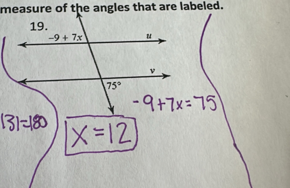 measure of the angles that are labeled.