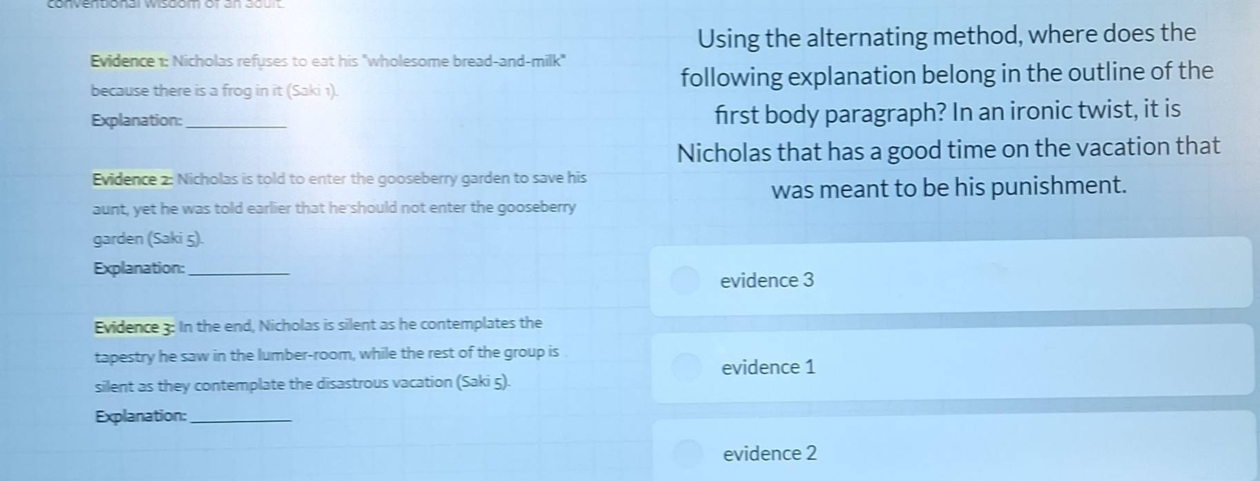 Solved: Using the alternating method, where does the Evidence1 ...