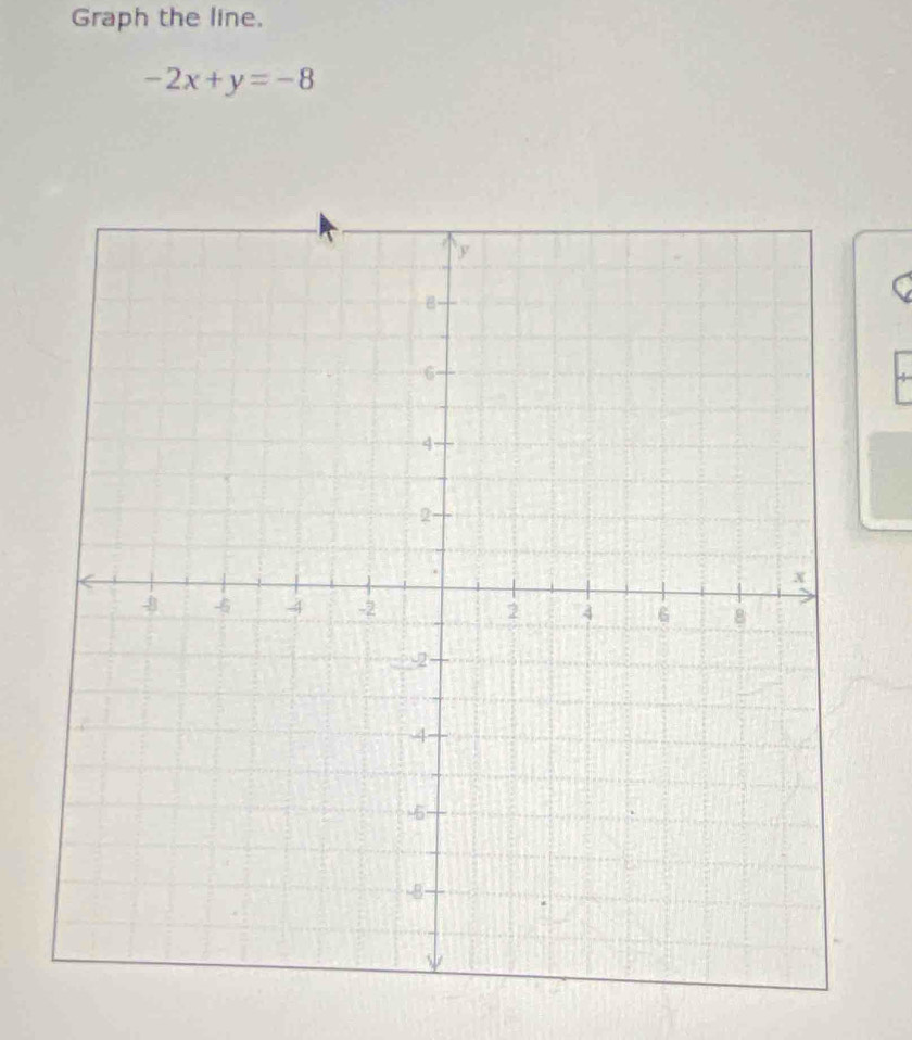 Graph the line.
-2x+y=-8