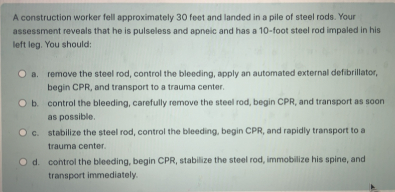 Solved: A construction worker fell approximately 30 feet and landed in ...