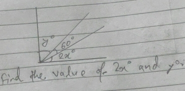 y° 60°
2x°
Find the value of 2x° and y^0