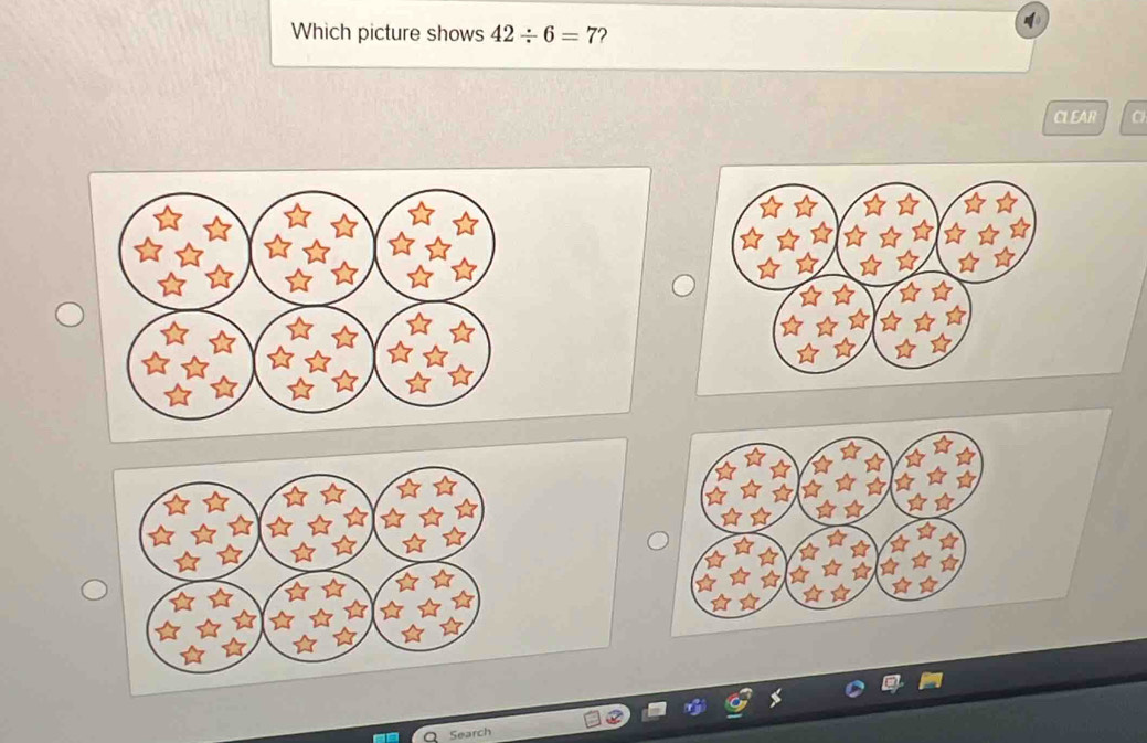 Which picture shows 42/ 6=7 2 
CLEAR a