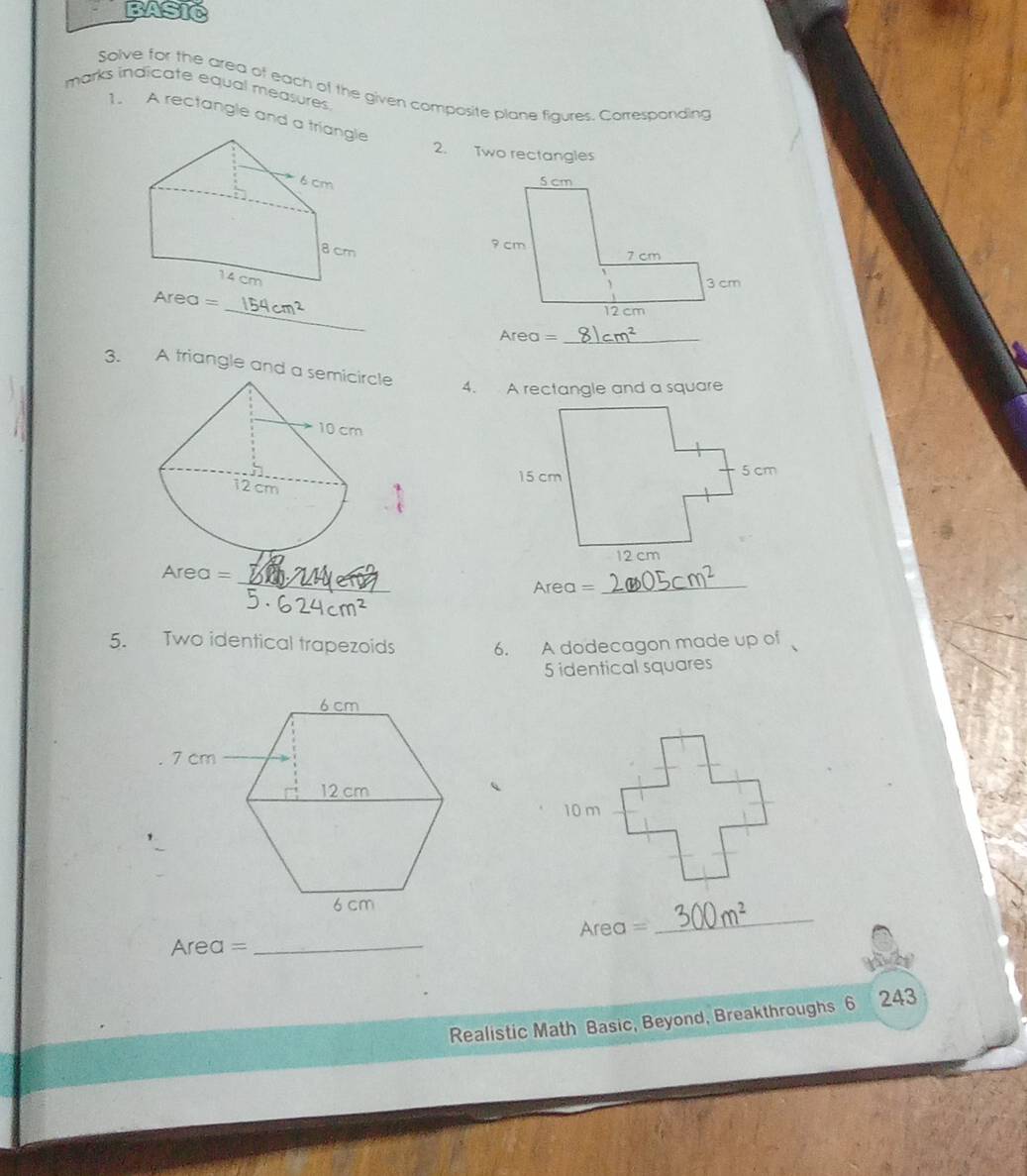 Solved: BASI6 Solve for the area of each of the given composite plane ...