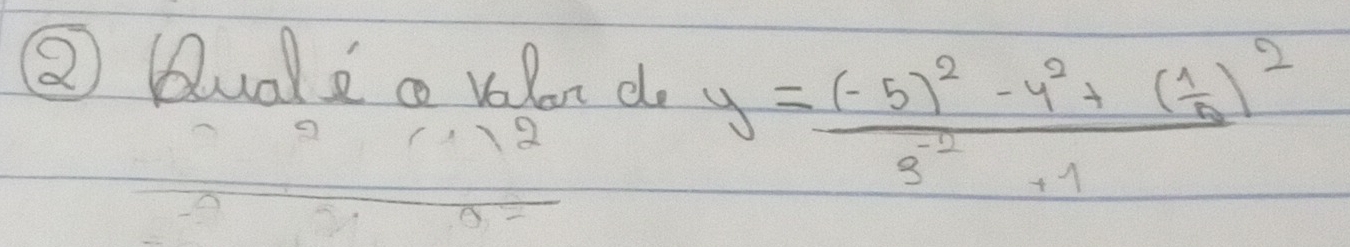 ② Bual d vlor d
y=frac (-5)^2-4^2+( 1/5 )^28^(-2)+1