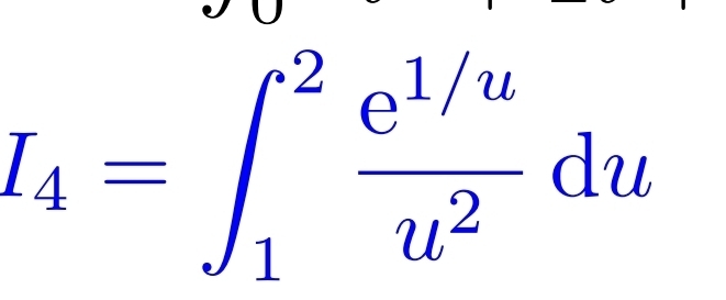 I_4=∈t _1^(2frac e^1/u)u^2du