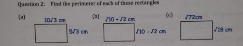 Find the perimeter of each of these rectangles
(a)