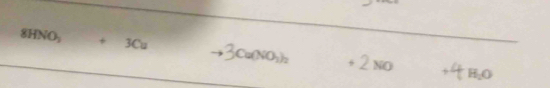 8HNO_3 +3Cu 3Cu(NO₃) NO
to
H, O