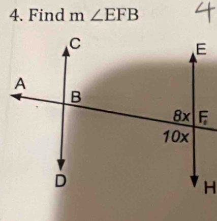 Find m∠ EFB