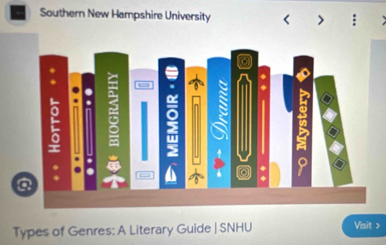 Southern New Hampshire University 
Types of Genres: A Literary Guide | SNHU 
Visit >