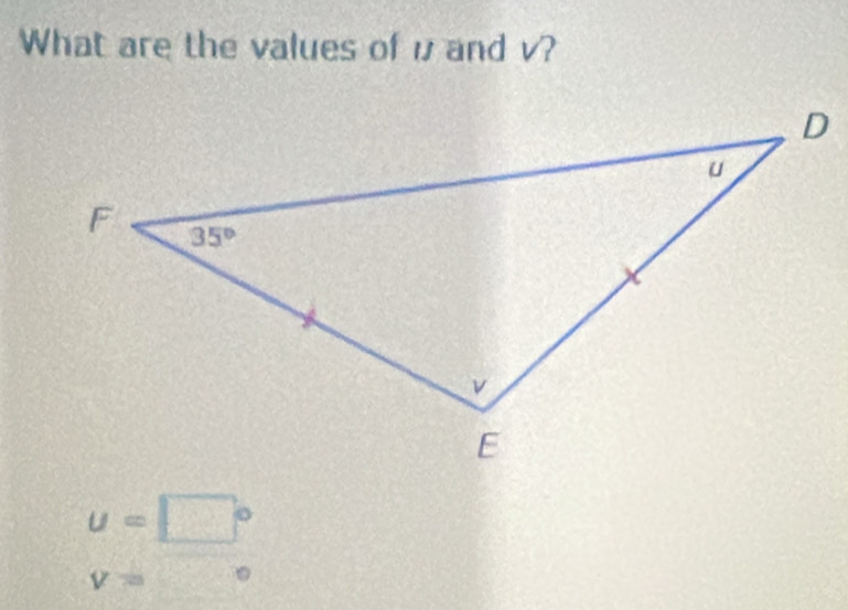 What are the values of u and v?
u=□°
V=  2/5 