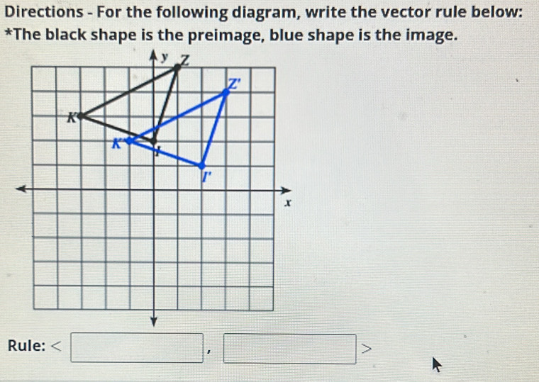 Directions - For the following diagram, write the vector rule below ...