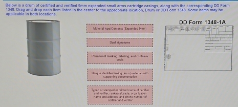 Solved: Below is a drum of certified and verified 9mm expended small ...