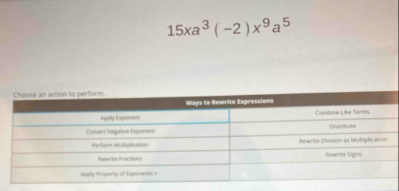 15xa^3(-2)x^9a^5