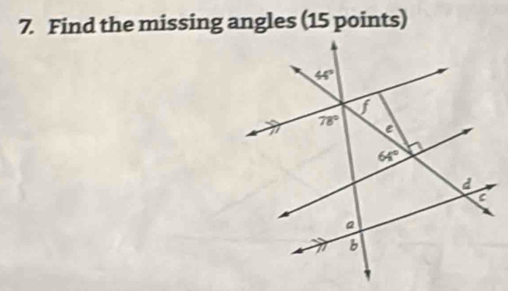 Find the missing angles (15 points)