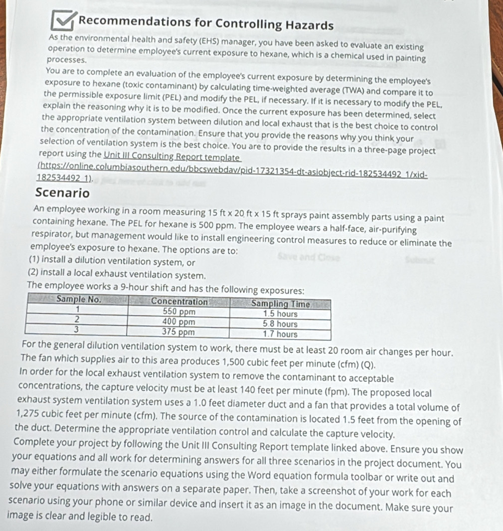 Solved: Recommendations for Controlling Hazards As the environmental ...