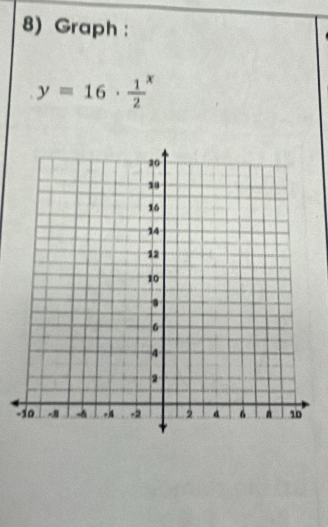 Graph :
y=16· frac 12^x