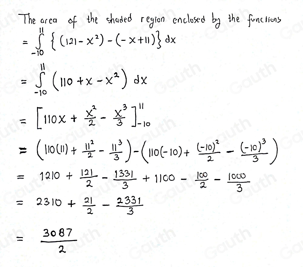Solved: Find the area of the shaded region Set up the integral that ...