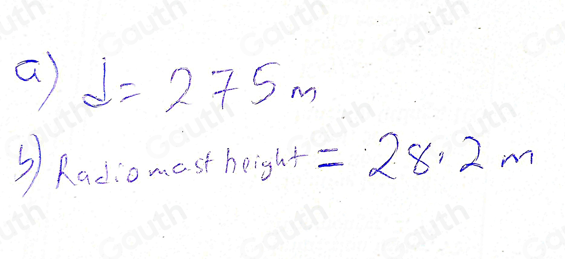 a d=275m
b Radiomat heigh =28.2m