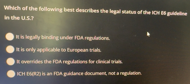 Solved: Which of the following best describes the legal status of the ...
