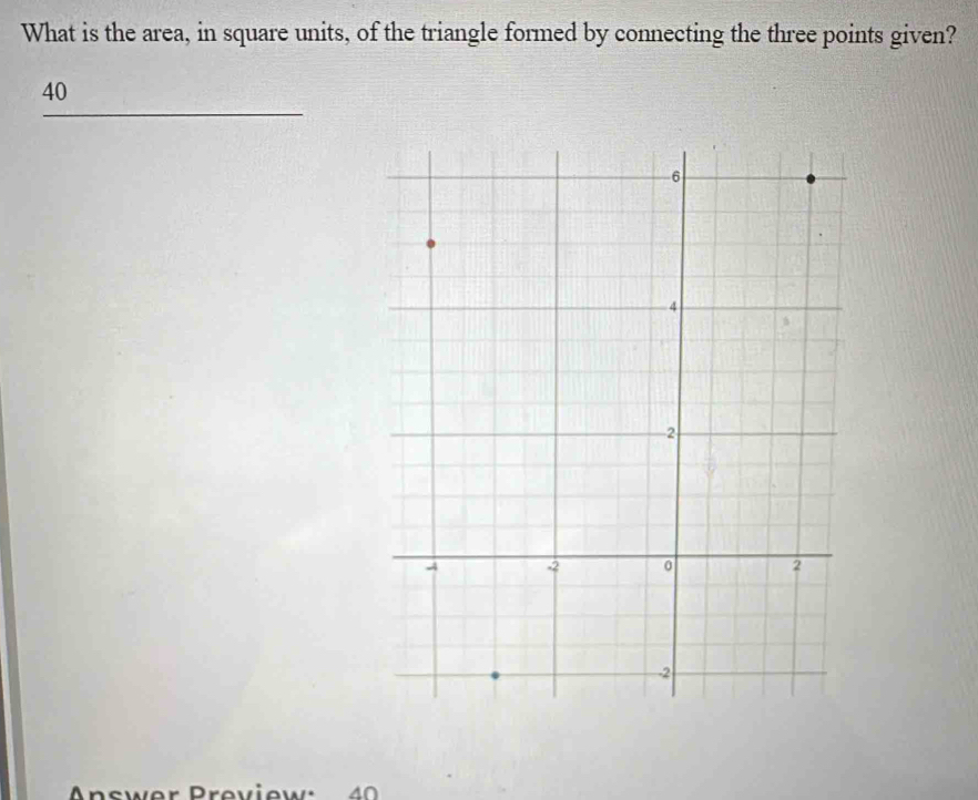 Solved: What is the area, in square units, of the triangle formed by ...