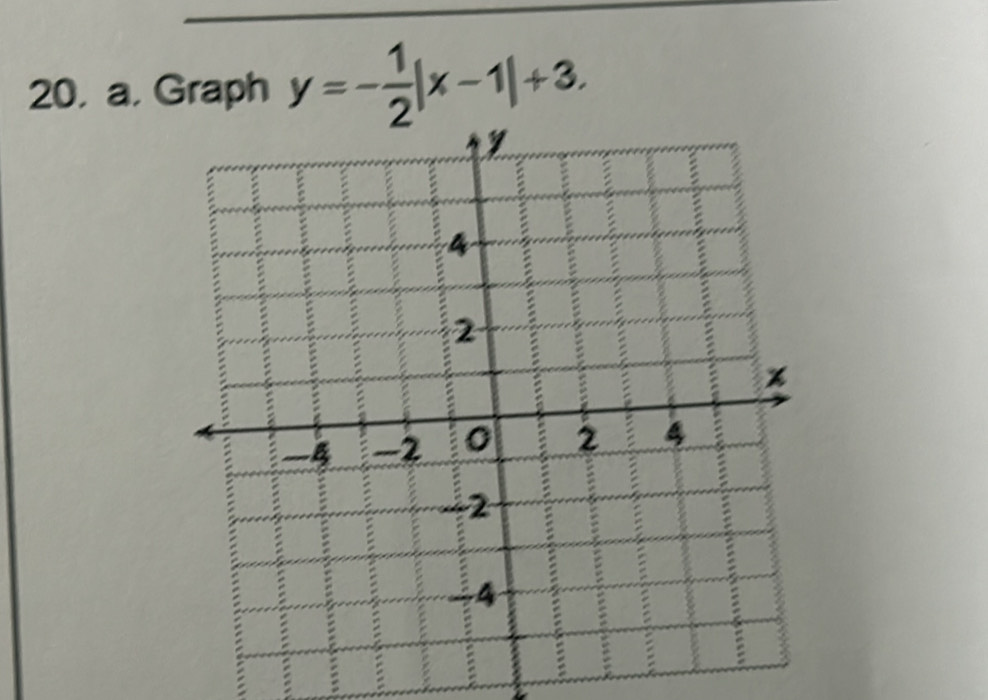 20, a, Graph y=- 1/2 |x-1|+3.