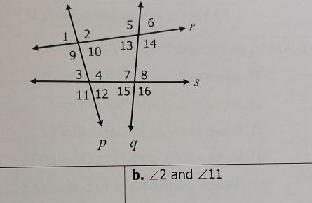 ∠ 2 and ∠ 11